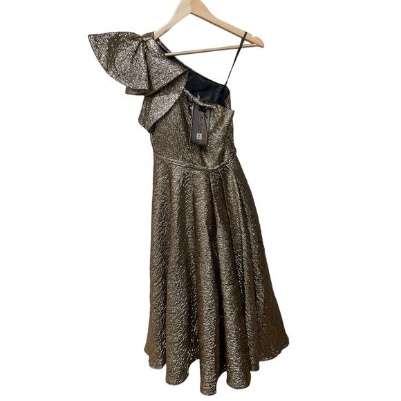 MAC DUGGAL  ONE SHOULDER BOW MIDI DRESS‎ Style #67906 - Picture 8 of 10